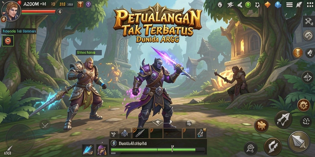 Tangkapan layar A200M menampilkan aksi pertempuran mendebarkan di dunia ARPG.