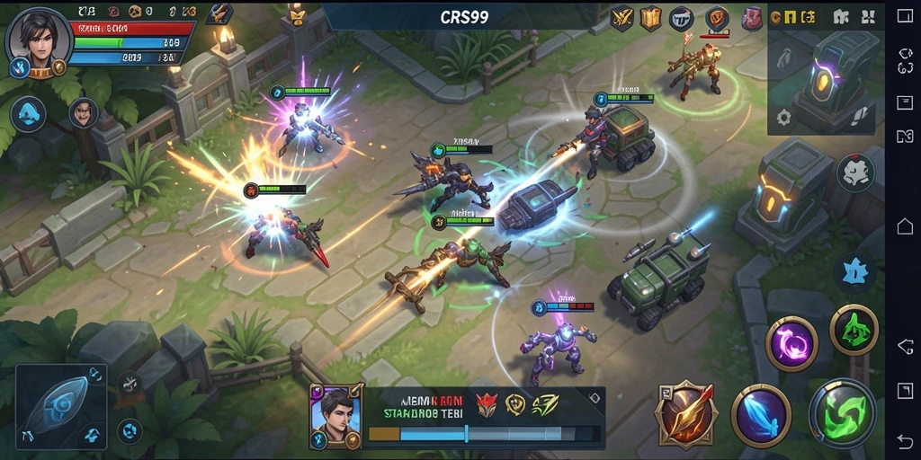 Tampilan gameplay yang penuh aksi dan strategi dalam CRS99.