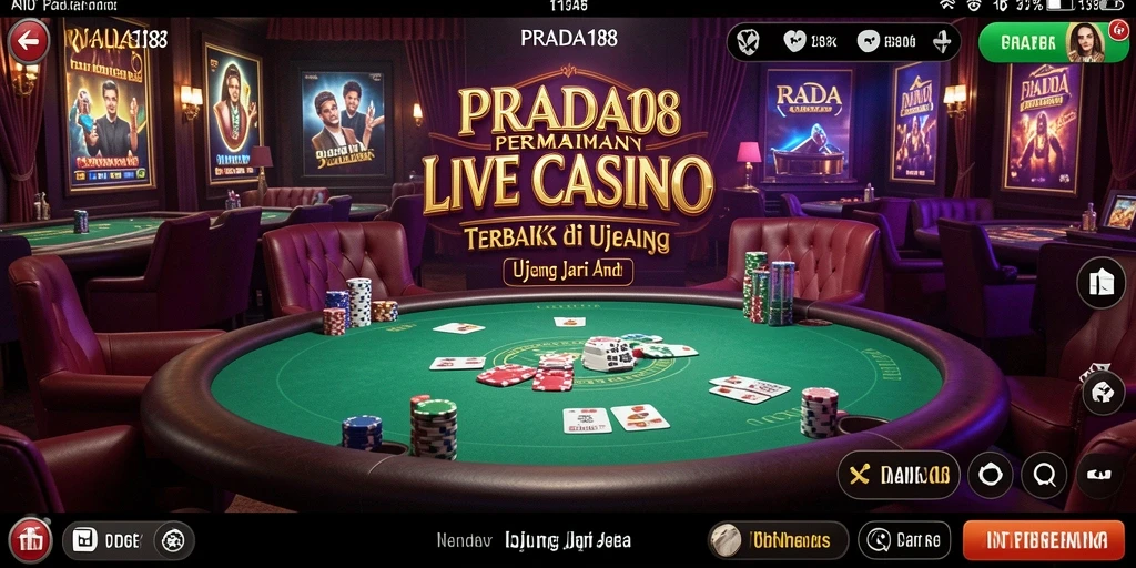 Screenshot PRADA188 menampilkan dealer langsung dalam permainan Live Casino.