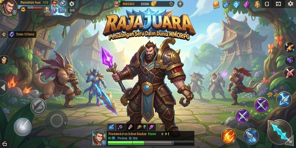 Tangkapan layar dari gameplay seru di RAJAJUARA, menunjukkan pertempuran epik.