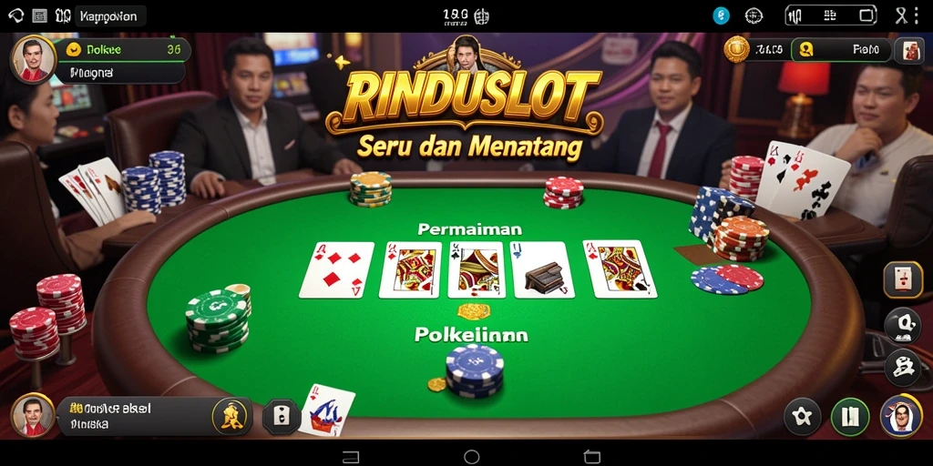 Tampilan gameplay RINDUSLOT dengan meja Poker yang menegangkan.