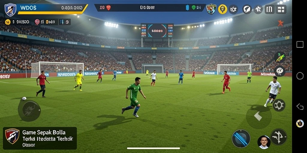 Tampilan gameplay menakjubkan di WDBOS dengan aksi sepak bola yang mendebarkan.
